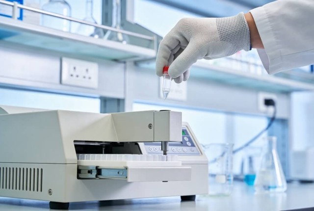 Image of someone conducting a test in a lab