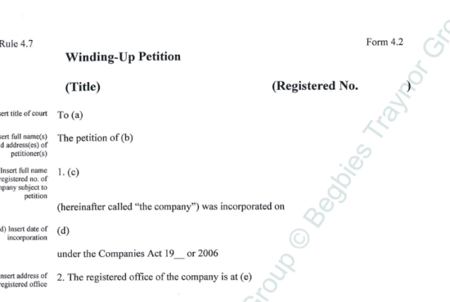 Winding Up Petition Letter