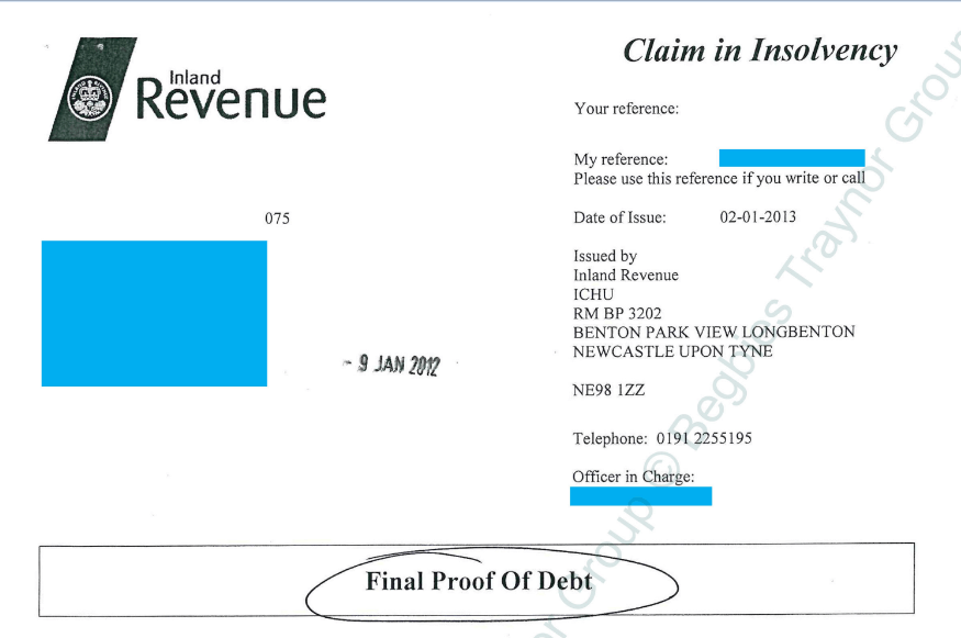 Final Proof Of Debt