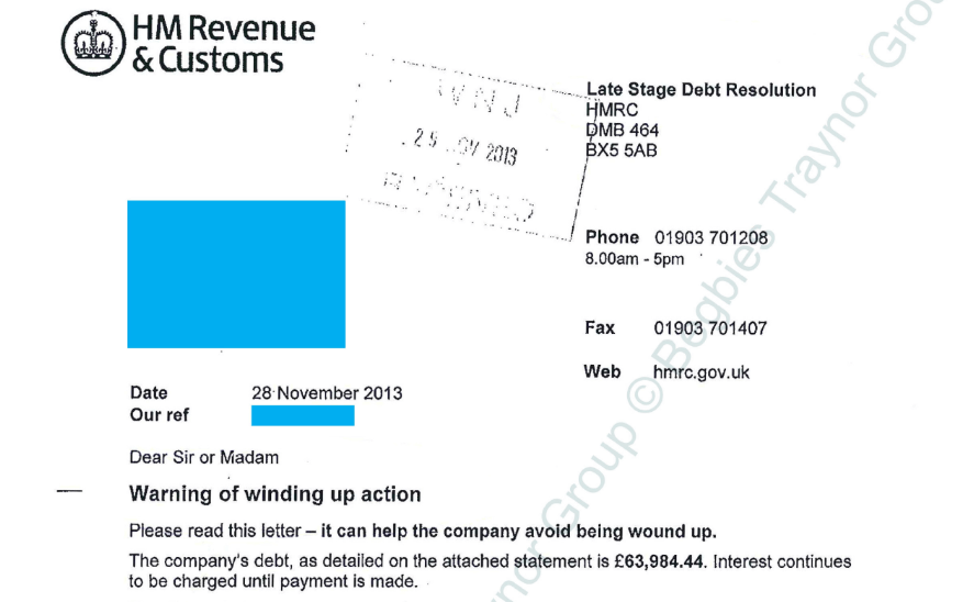 HMRC Warning Of Winding Up