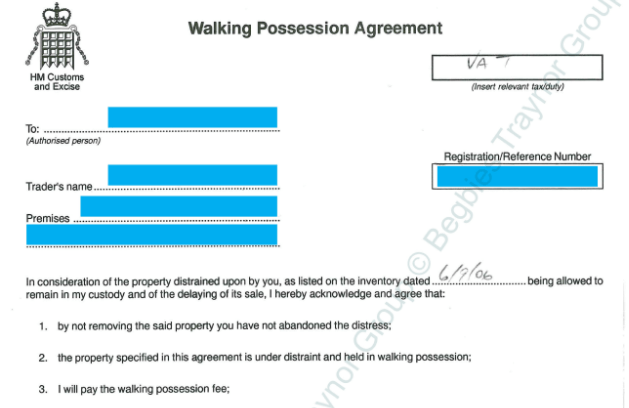 Walking Possession Agreement